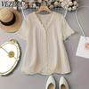 Women's Fashion Casual Summer Spring Solid Color Print Short Sleeve V-Neck Blouses & Shirts