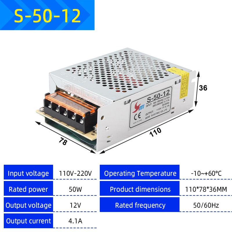 220V to 12V/24V/5V Switching Power Supply, 2A-20A High-Power Transformer for LED Strips & Monitoring Systems