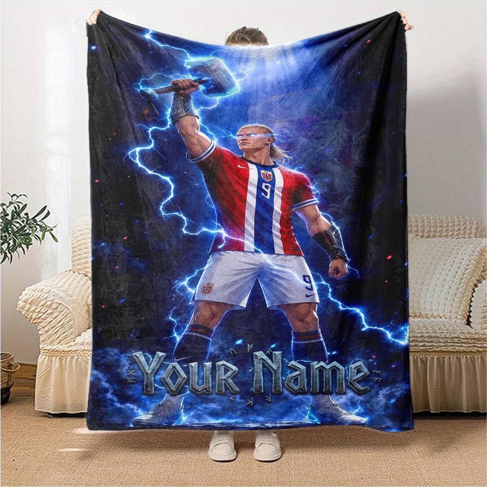 Haaland (68) Personalized Name Blanket Multi-purpose Personalized Blanket Warmthful Decor Throw For Living Room Nap Chair Picnics All-Season Use