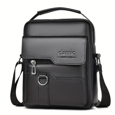 Geantă pentru bărbați din piele cu pietricele la modă, geantă crossbody impermeabilă din PU de mare capacitate, geantă casual vintage pentru bărbați