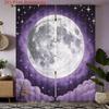 Mythical Sun Curtains 2pcs – Golden Sun Face with Stars & Clouds, Astrology Inspired Decor for Bedroom and Living Room