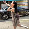 Petite French Retro A-Line Sleeveless Dress for Women, Summer Korean Style, Loose Fit