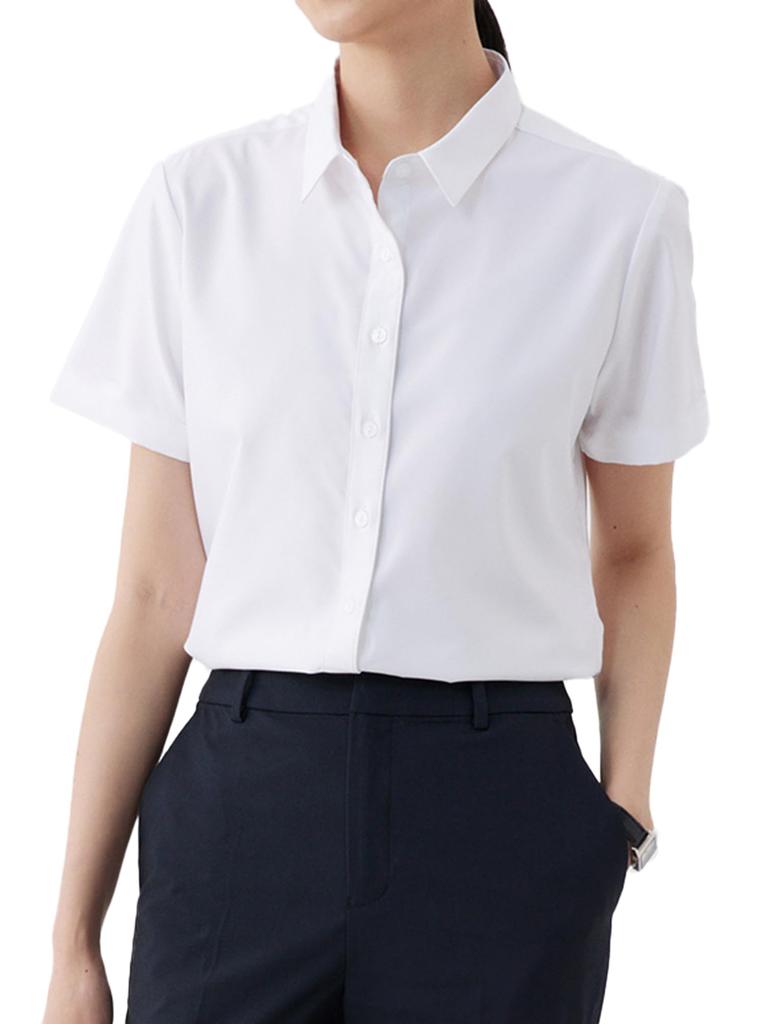 Dress Regular Open Short School Entrance Business High XS To 3XL [RCL] Women's Shirt, Stretch, No-Iron Blouse, Collar, Collar, Sleeve, Business,