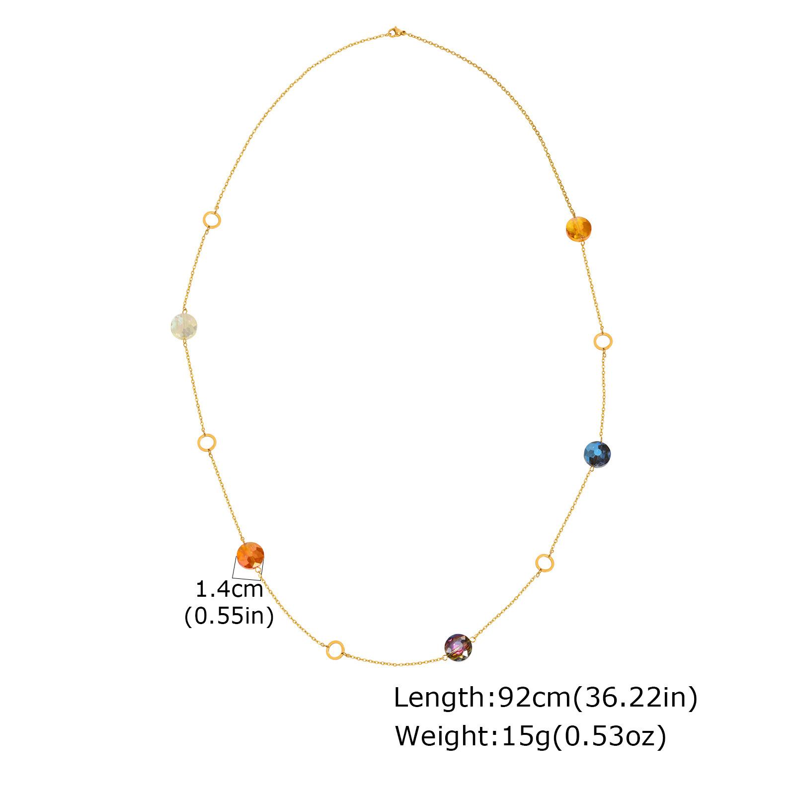

Dopamine Color Faceted Beaded Stainless Steel Necklace Sweater Chain, High Jewelry Accessories Women Nc-2495 золотой