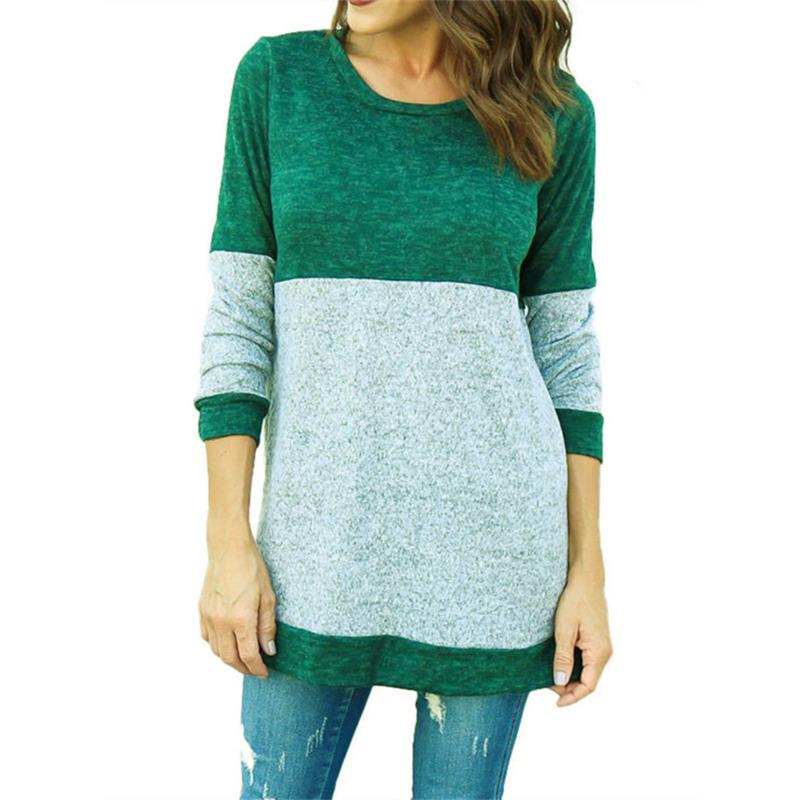 Color Matching Fine Sweater Sweater Spot Women's Bottoming Shirt Autumn and Winter Crew Neck Splicing Long Sleeves
