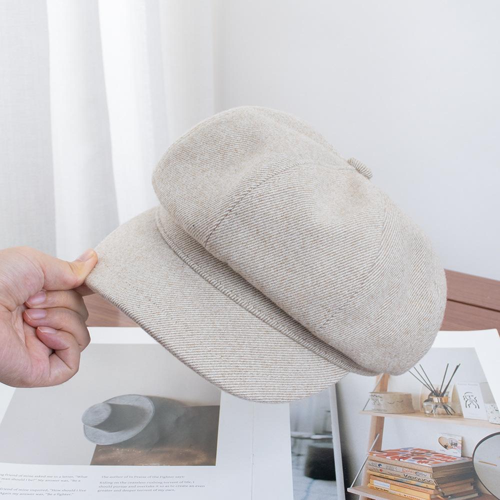 Autumn and winter high-grade retro thick cotton face small octagonal hat British style basic versatile painter hat newsboy hat tide