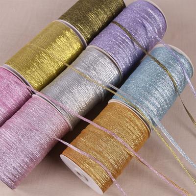 10 Meter 3mm Gold Silber Glitzer Seidensatinband Party Heim Hochzeitsdekoration Geschenkverpackung Weihnachten Halloween DIY Material