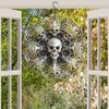 Large 3D Metal Skull Wind Chime – Artistic Kinetic Garden Decor with Swirl Design, Reflective Outdoor Ornament for Patioeco