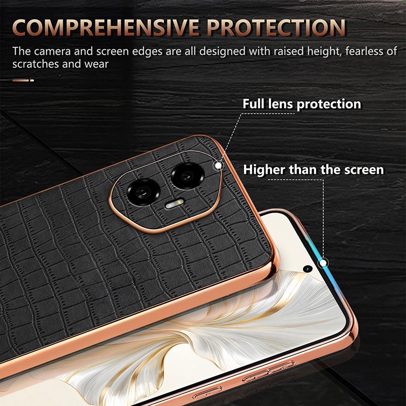 AZNS For Honor 300 Case Electroplating Crocodile Texture PU+TPU Phone Cover