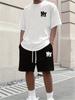 Summer T-Shirt Men's Running Athletic Outfit Two-Piece Set Crew Neck Short Sleeve Top & Shorts Men's Plus Size T-Shirt