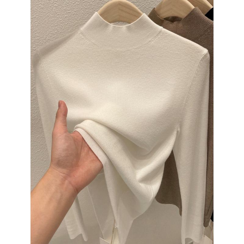 2025 Autumn/Winter Women's Fashionable Half-High Neck Slimming Knit Sweater