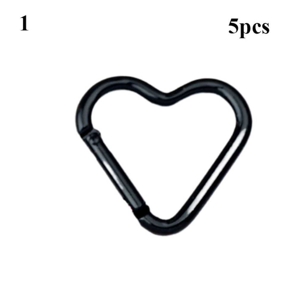 5pcs Heart Shape Carabiner Multicolors Bag Belt Buckle New Heart Push Trigger Purses Handbags