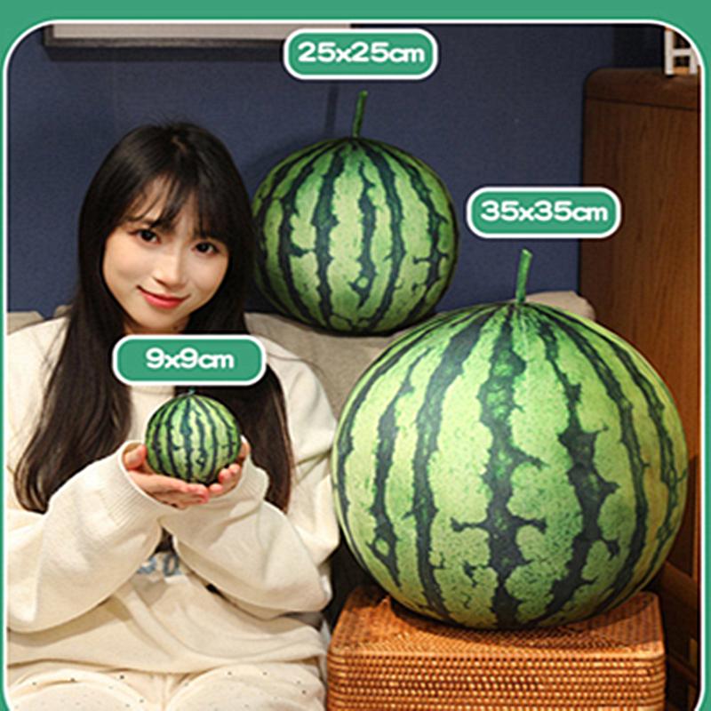 Kawaii Wassermelonen Plüschtier Kissen - rund Oval Lebensecht Obst Spielzeug für Heimdekoration Lustiges Umarmungs Geschenk für Jungen & Mädchen