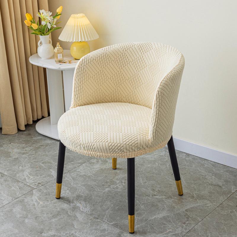 Nordic 3D Jacquard Curved Armchair Elastic Seat Cover Carved Arc-Shaped Chair Cover Dustproof Protect Dining Chair Slipcover