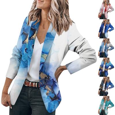 Women's Jacket Long Sleeve Print Cardigan Collar Single Button Business & Leisure Top