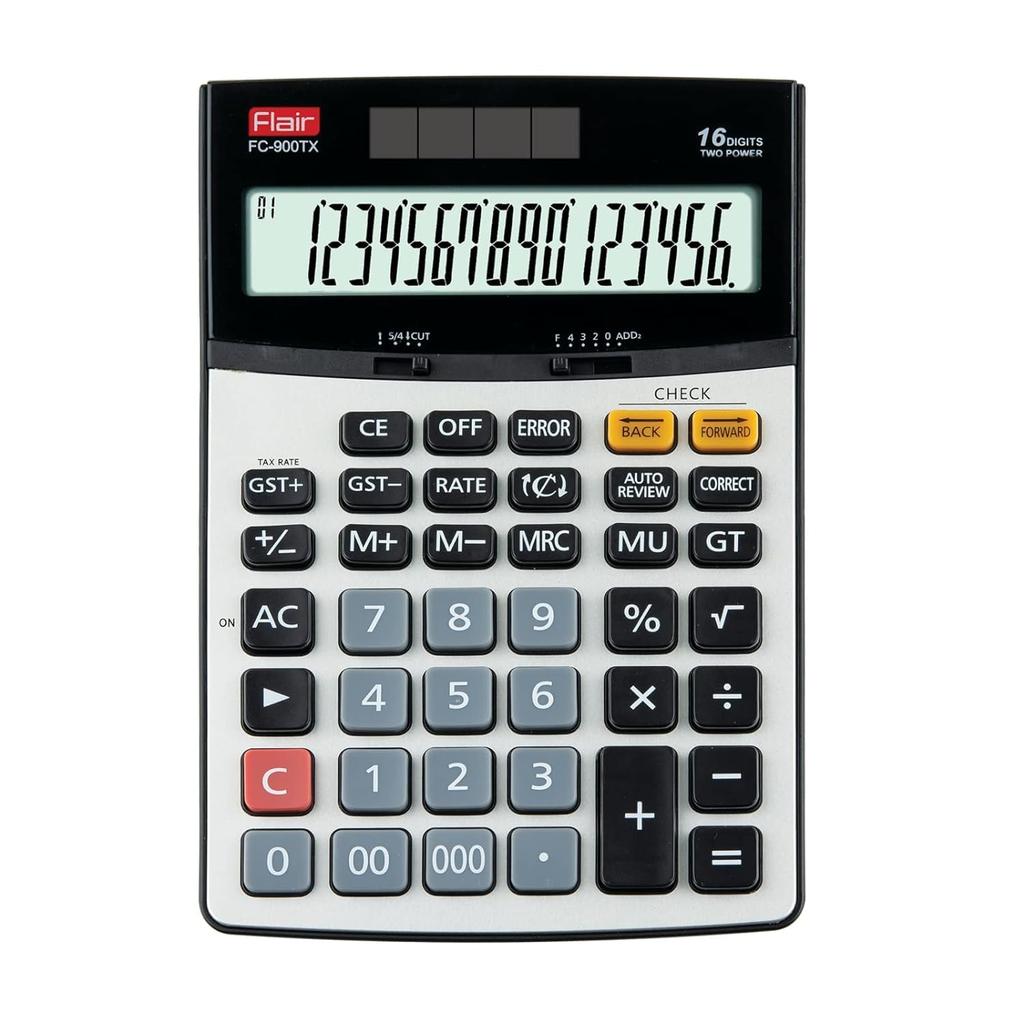 FLAIR FC-900TX GST Function Currency Converter Financial Desktop Calculator 16 Digit Solar Battery Office Home School