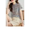 Summer New Floral Chiffon Shirt Women's Short-sleeved Tops Fashionable and Beautiful Small Shirts Stand-up Collar Shirts for Women