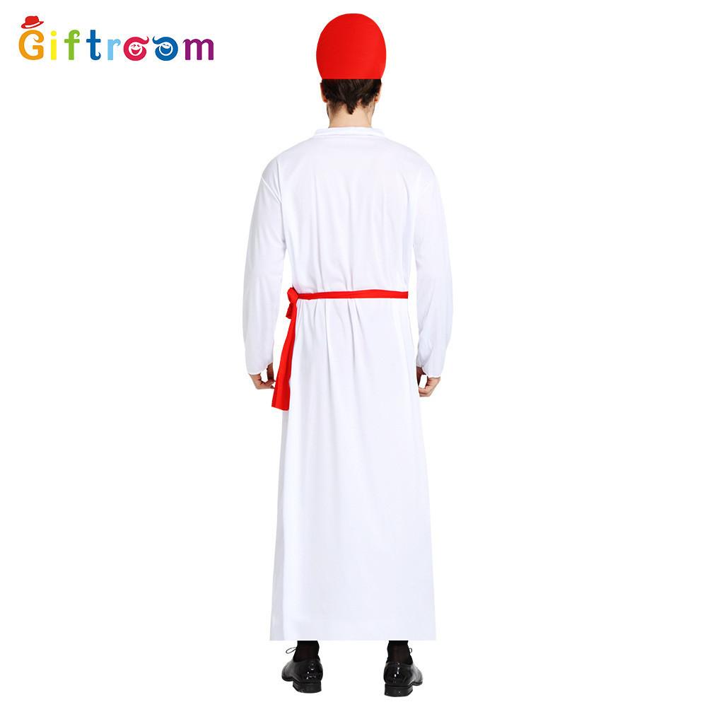 Halloween Themed Party Costume For Men Featuring Creepy Red Cross Priest Design