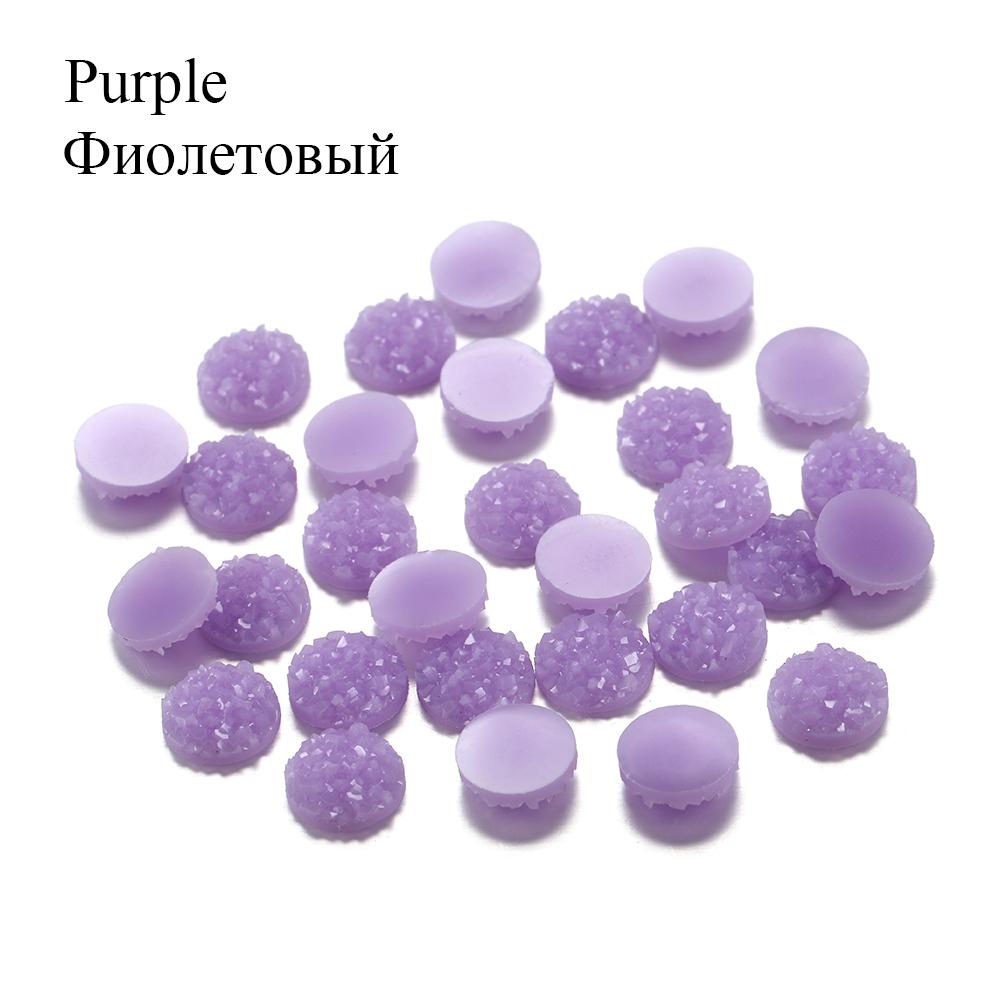 50Pcs/Lot 8mm Mix Colors Natural Ore Style Cabochons Convex Flat Back Resin Half Round Cabochons For DIY Jewelry Making Supplies