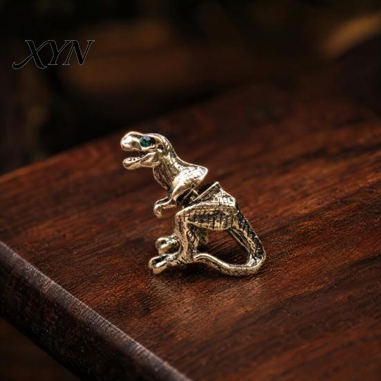Non-fading Alloy Jewelry Piercing Earring, 3D Tyrannosaurus Rex Design Stud Earring Daily Wear Retro Distressed Dinosaur for Street Style Gift