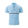 New Summer Men's Casual Sports Solid Colour Splicing Stripes Stand-up Collar Short Sleeve Polo Shirt
