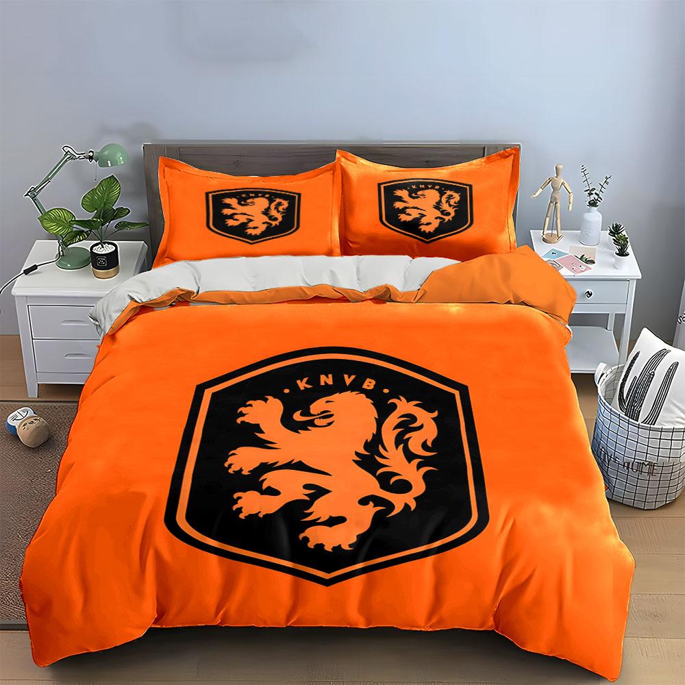Orange lion emblem pattern. Bedding sets Duvet cover sets Duvet covers Pillowcases(1*Duvet Cover 2*Pillowcases without duvet insert)