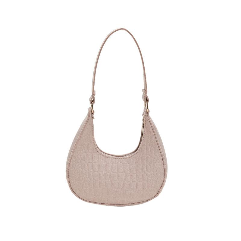 Solid color temperament bag women's new trendy stone pattern underarm bag fashionable hand shoulder bag