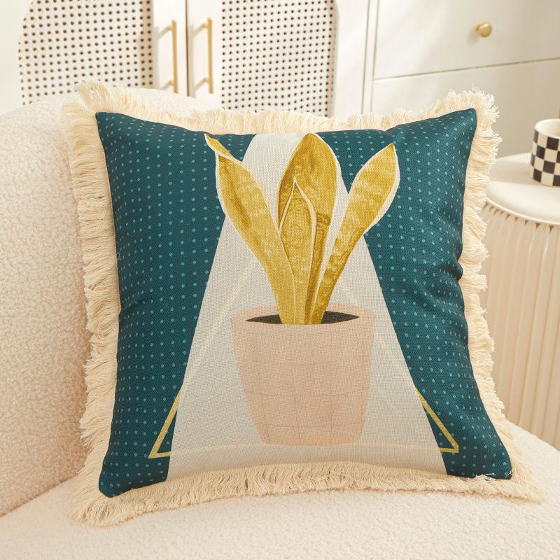 Business Gift Souvenir Linen Digital Printing Tassel Back Pillow Bedside Pillow