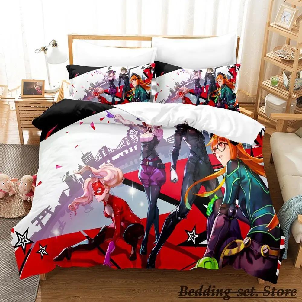 

Game Persona 5 Bedding Set Cartoon Anime three-piece set Adult Kid Bedroom Duvetcover Sets 3D Kawaii lit 2 personnes EU King 240x220cm