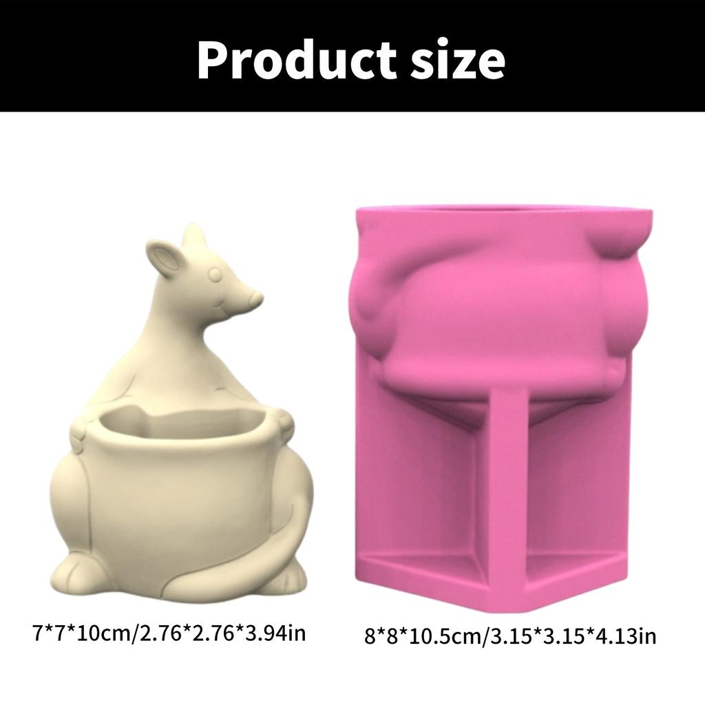 Mucegai din silicon pentru ghiveci de flori, formă de cangur, mucegai pentru ghiveci de suculente, mucegai pentru vază, potrivit pentru proiecte artizanale de decorare a casei