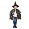 Child Witch Costume Unique Anime Cosplay Cape Hat Set Sparkling Pentagram Design with Pumpkin Bag Halloween Party Supplies