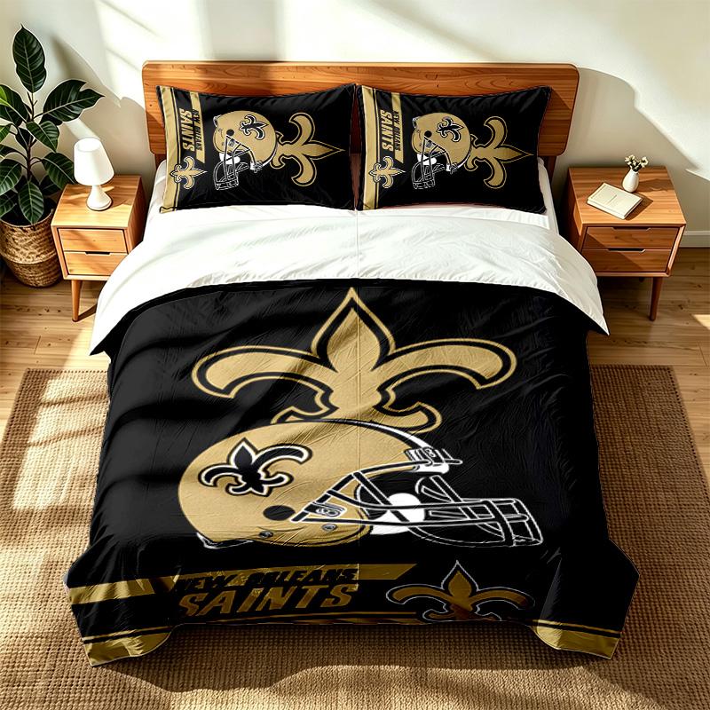 New Orleans Saints (19) Set da 3 pezzi adatto per camere da letto principali morbido e confortevole un regalo ideale per familiari e amici Include una copripiumino e tw