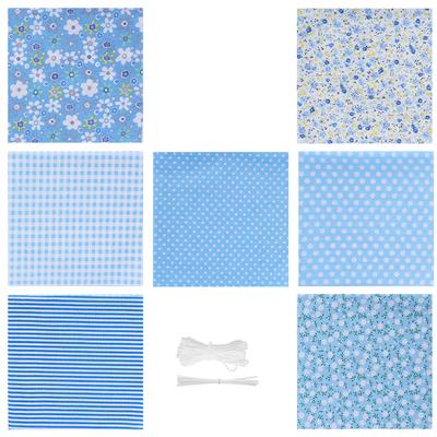 25 X 25cm DIY MouthMuffle Cotton Craft Fabric Elastic Rope Nose Bridges Bar Sewing Fabric Blue