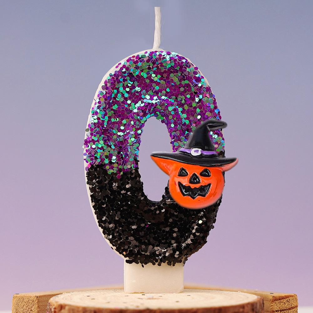 

Halloween Birthday Candles Autumn Halloween Theme Party Decoration Black Pumpkin Glitter Birthday Number Candle for Kids