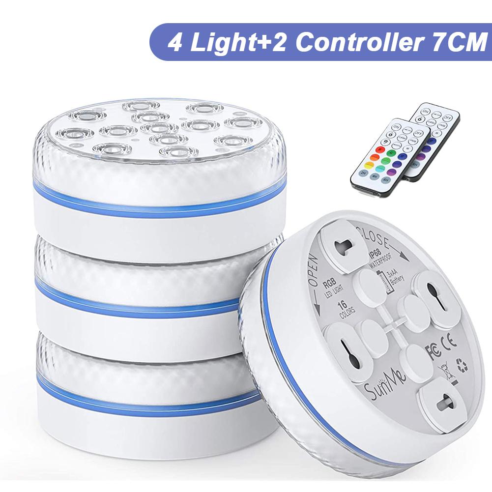 Unterwasserleuchten mit Fernbedienung 13LED Schwimmbadleuchte IP68 Wasserdicht Helle Tauchlampe für Teich/Pool/Aquarium