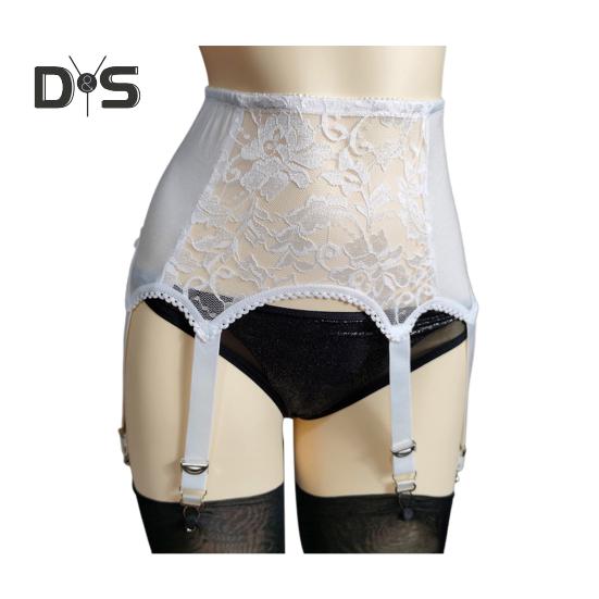 Women Garter with 6 Claws Hollow Out See-throug Lace Floral Embroidery High Waist Elastic Stockings Fixer Club Party Honeymoon Garter
