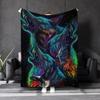 Fantasy Coexistence (Wolf and Eagle) Theme Flannel Printed Blanket Suitable for All Seasons for Living Room Office Sofa Travel