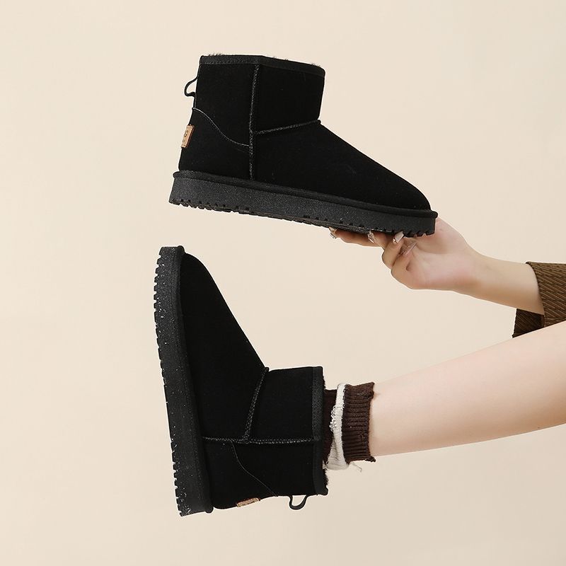 

Снежные ботинки мех интегрированный толстая подошва мужские и женские новые бархатные утолщенные зимние теплые короткие хлопковые ботинки дропшиппинг ◑60◑