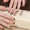 Medium-Long Burgundy Rhinestone Nail Stickers for Autumn/Winter and New Year