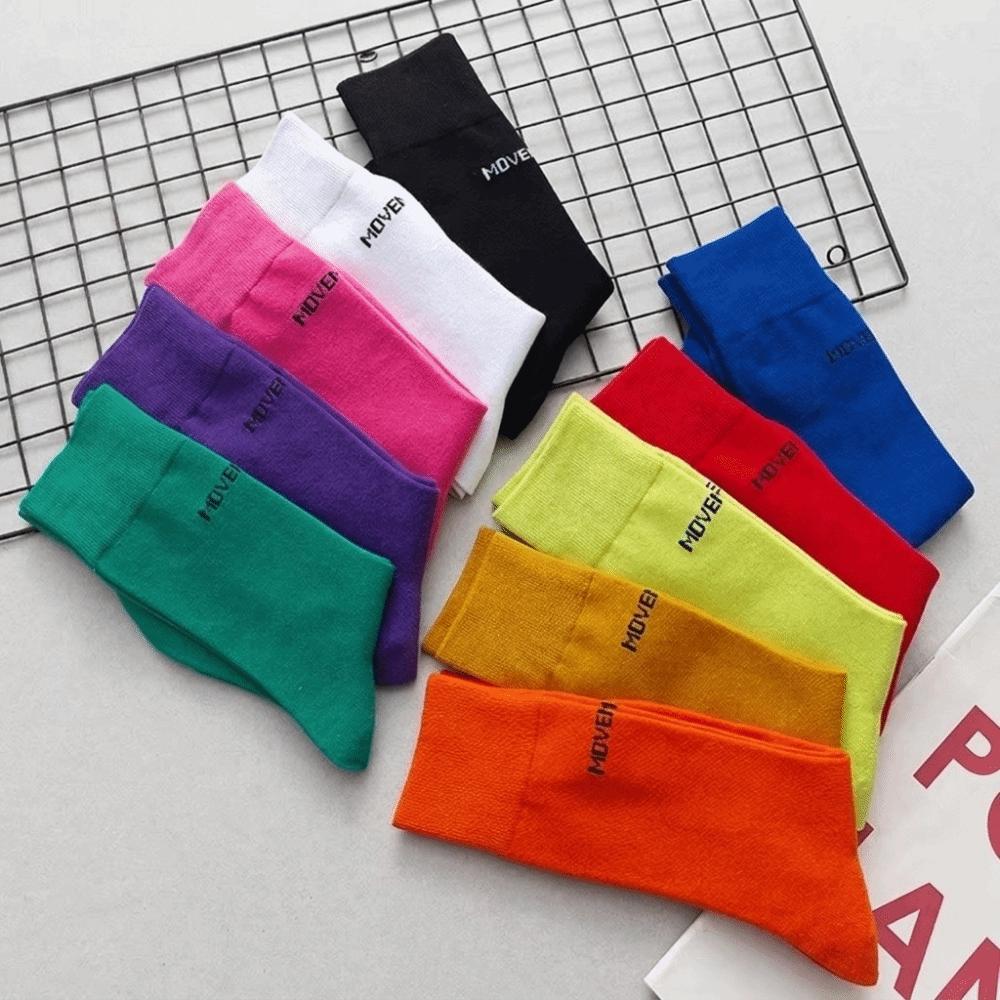 Calzini a coste colorati in cotone sportivi lunghi calzini moda streetwear