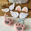 Handmade Plush Angel Wings Patch with Ribbon Bow and Lace Embroidery