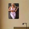 Hisun Tin Sign HD Metal Tin Sign Hot Blonde Model in Pink Sportswear Retro Metal Wall Art for Gym Decor x Inch
