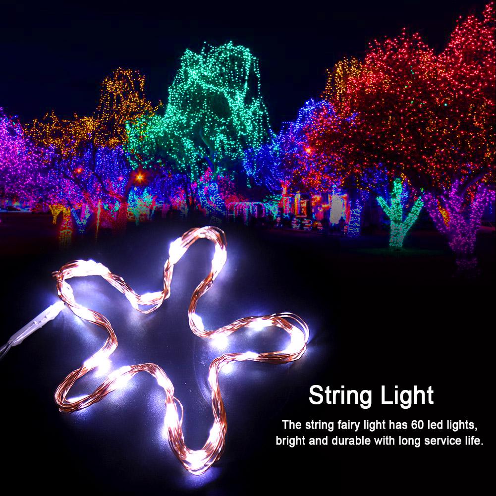 6m 60LEDs Copper Wire Battery Powered String Fairy Light Xmas Wedding Lamp  Decoration