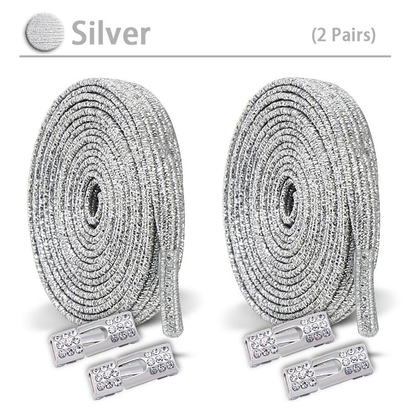 2Set Diamond Lock Shoelaces Without ties Colorful Elastic Laces Sneakers No Tie Shoe laces Glitter Flat Shoelace Shoe Accessorie