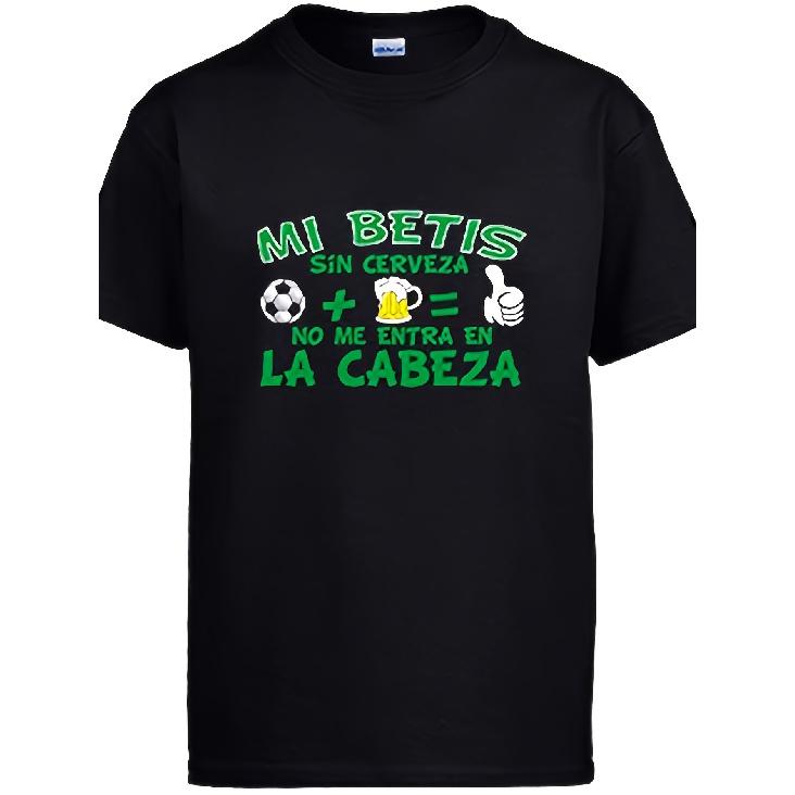 Betis Fan T-Shirt with "My Betis Without Beer Is Unthinkable" Slogan - Casual Round Neck Tee, Black, Size M | Supporters Apparel, Year-Round Wear &