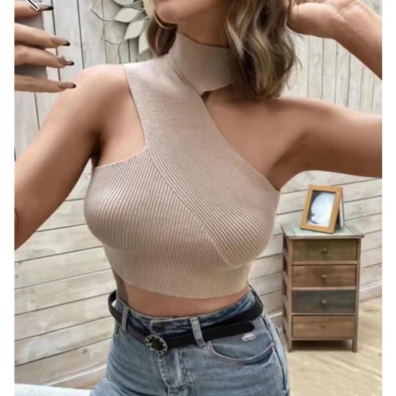 

2026 Summer Sexy Cutout Shoulder Slimming Vest One Size рожевий