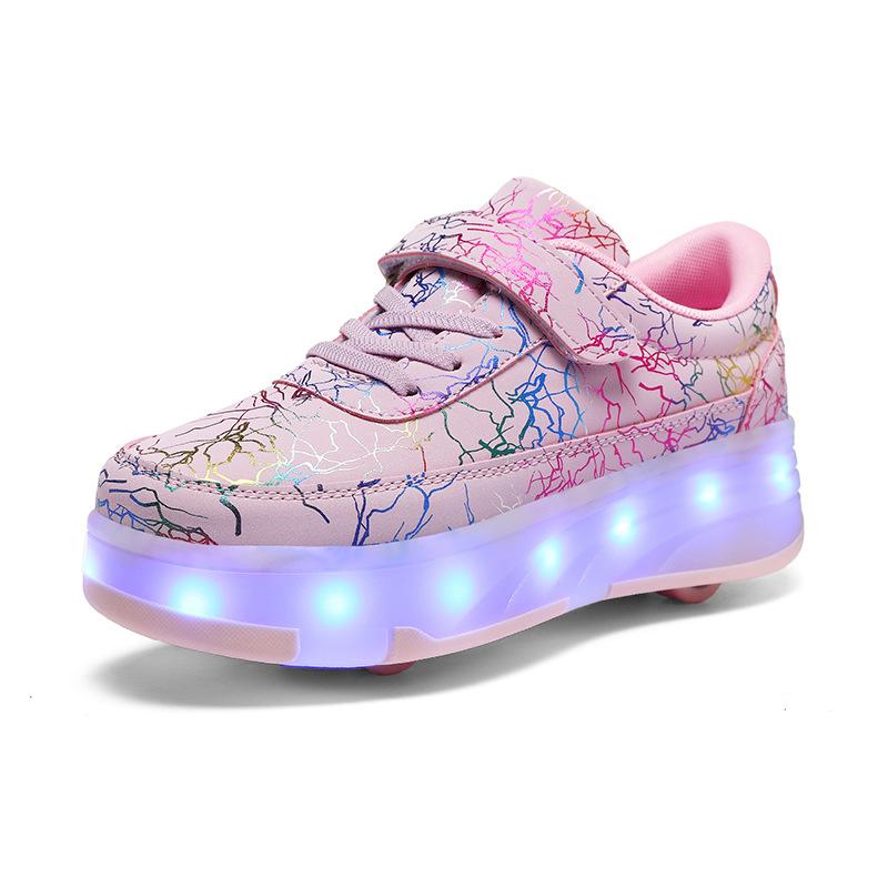 Runaway Shoes Charging Men and Women Children Adult Roller Skates Ultra-light Wheels Shoelace Switch LED Light Shoes