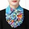 Color Block Scarf: Women's Four Seasons Warm Flower Neck Warmer – Fashionable Korean Style, Versatile Collar.