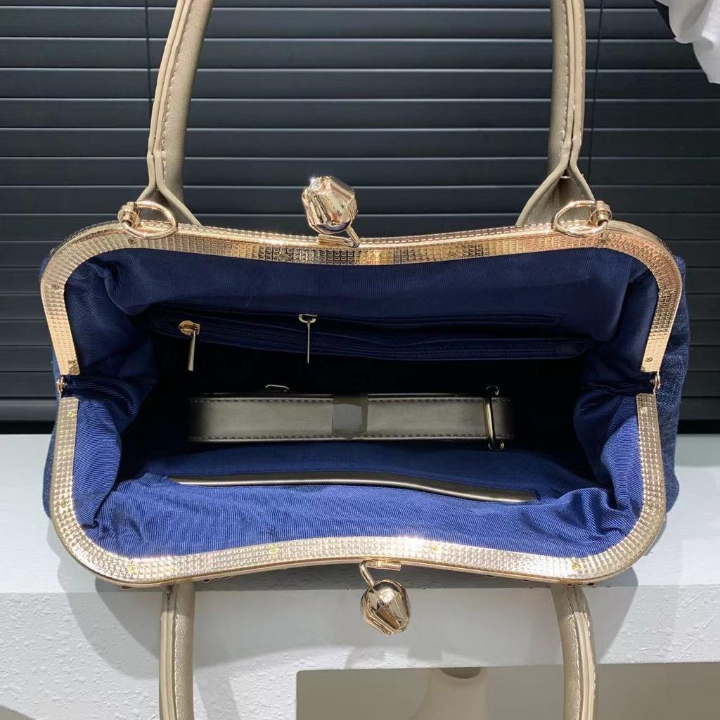 Three-dimensional Denim Floral Bag for Women Elegant Diamond Bag Banquet Shoulder Bag Fashion