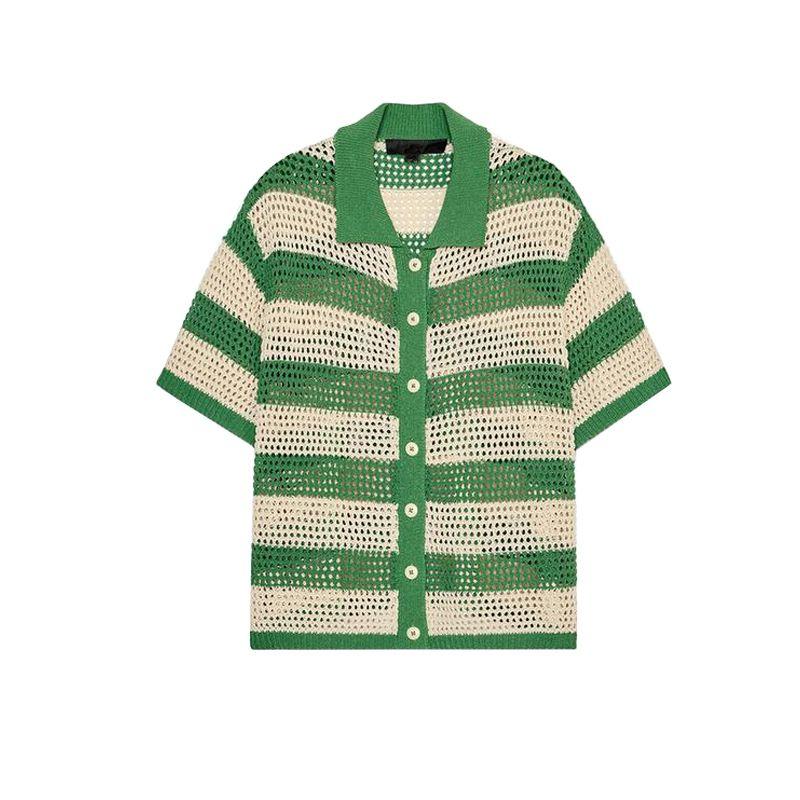 Young Knitted Short sleeve Polo Shirt Collar Outerwear 3920284 Lace-up High Waist Knit shorts 3920285